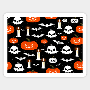 Spooky Seamless Halloween Pattern: Pumpkins, Skulls, Bats, Candles, and Ghosts Sticker